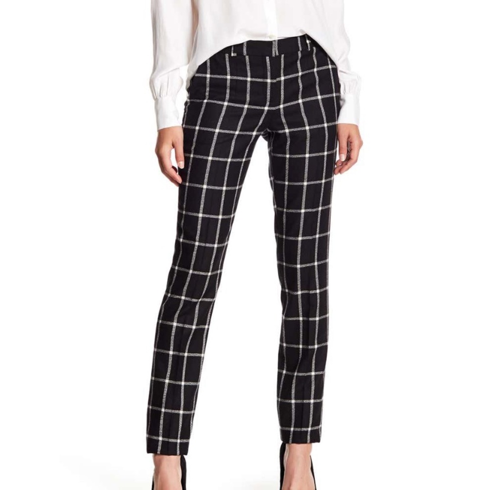 Hugo Boss Black Windowpane Straight-Leg Pants